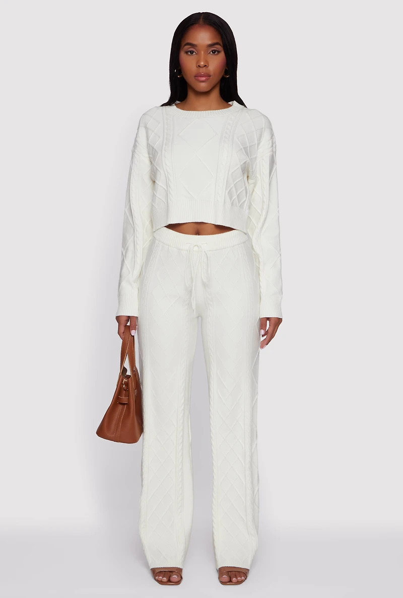 Cable Knit Cropped Pullover Sweater