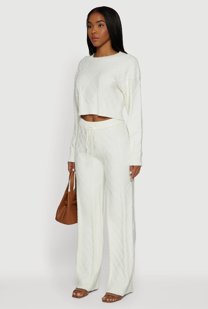 Cable Knit Cropped Pullover Sweater