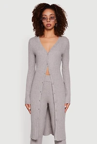 Cable Knit Long Button Front Duster