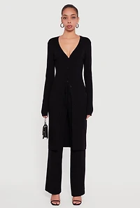 Ribbed Knit Drawstring Waist Pants