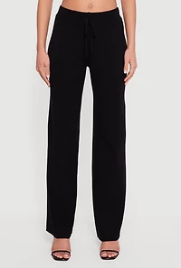 Ribbed Knit Drawstring Waist Pants