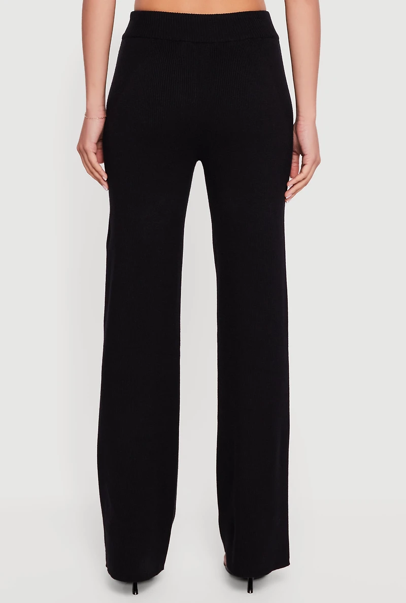 Ribbed Knit Drawstring Waist Pants