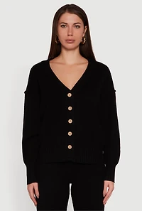 Drop Shoulder Button Front Cardigan