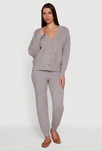 Womens Drop Shoulder Button Front Cardigan, Grey,