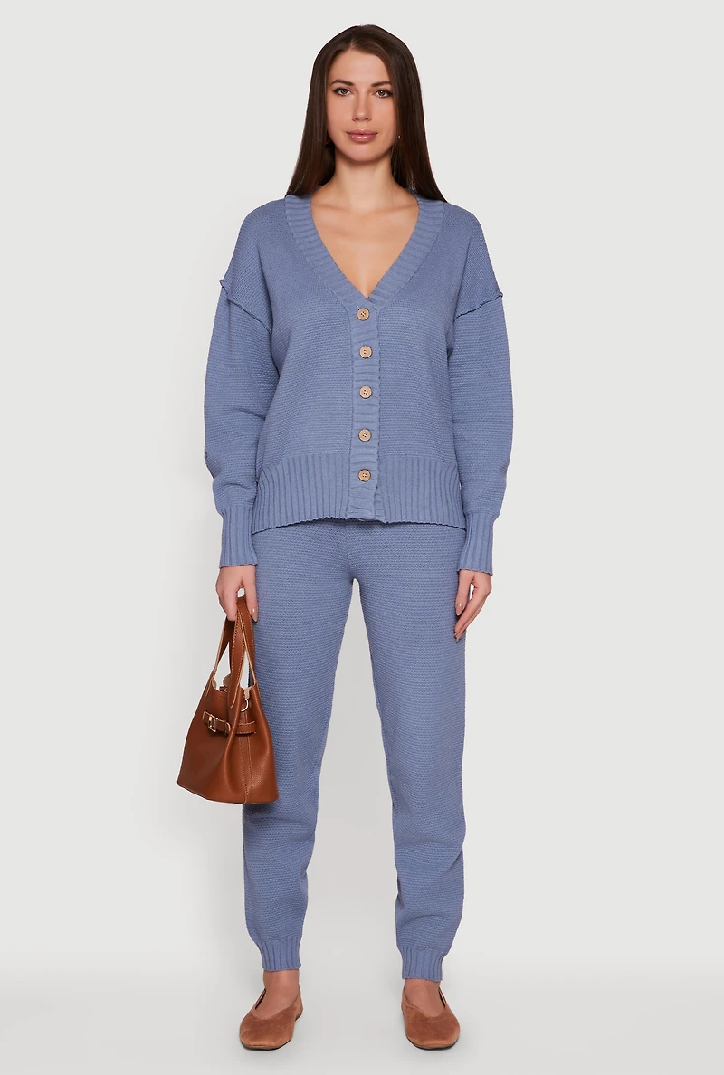 Womens Drop Shoulder Button Front Cardigan,