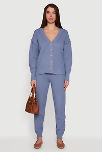 Womens Drop Shoulder Button Front Cardigan,