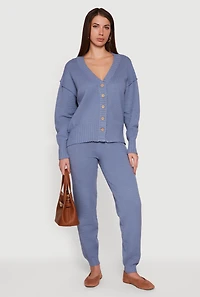 Womens Drop Shoulder Button Front Cardigan,