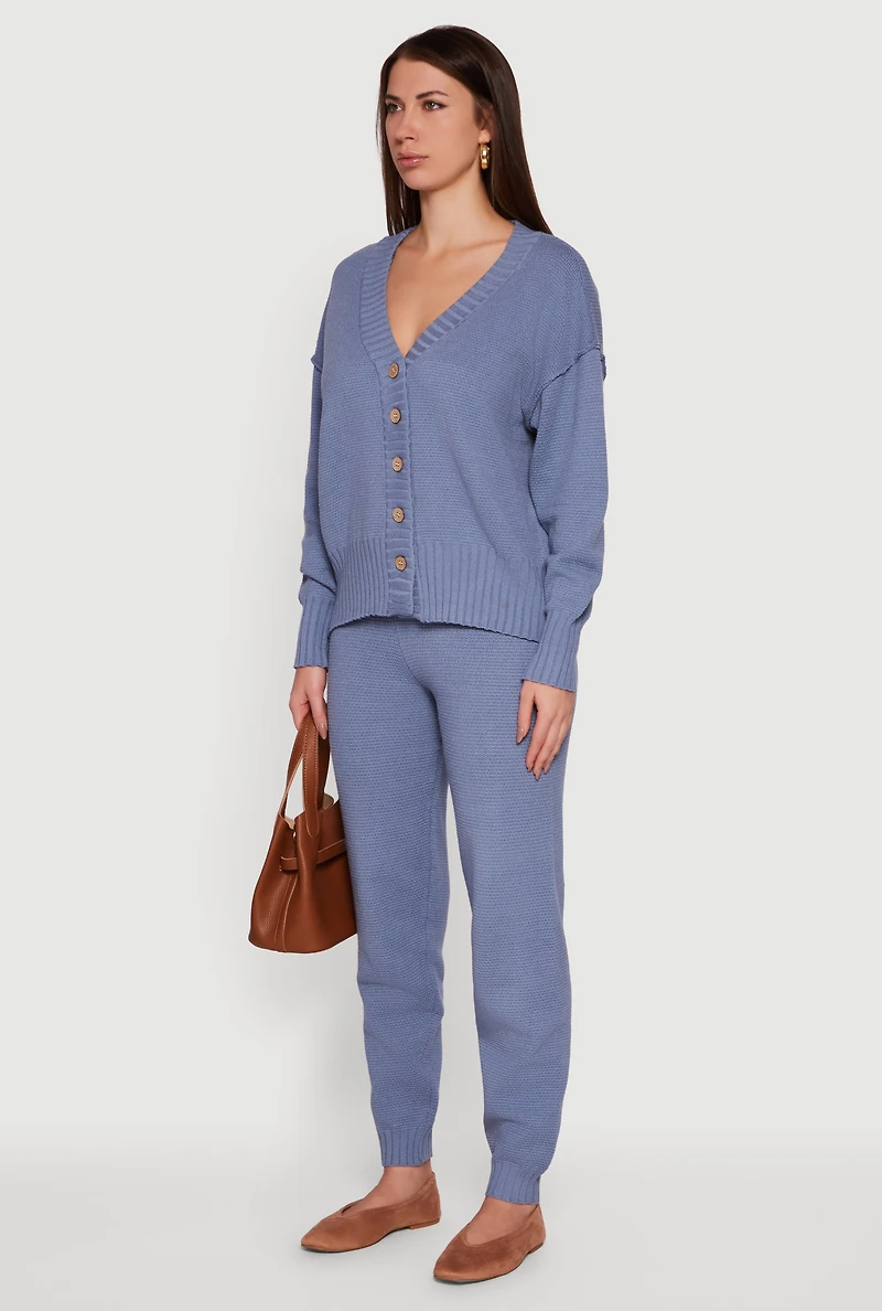 Womens Drop Shoulder Button Front Cardigan,