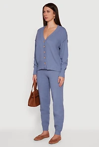 Womens Drop Shoulder Button Front Cardigan,