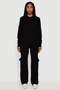 Drawstring Waist Straight Leg Utility Sweatpants