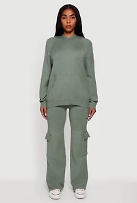 Drawstring Waist Straight Leg Utility Sweatpants
