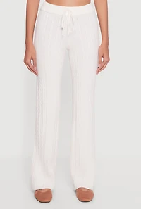 Drawstring Waist Cable Knit Bootcut Pants