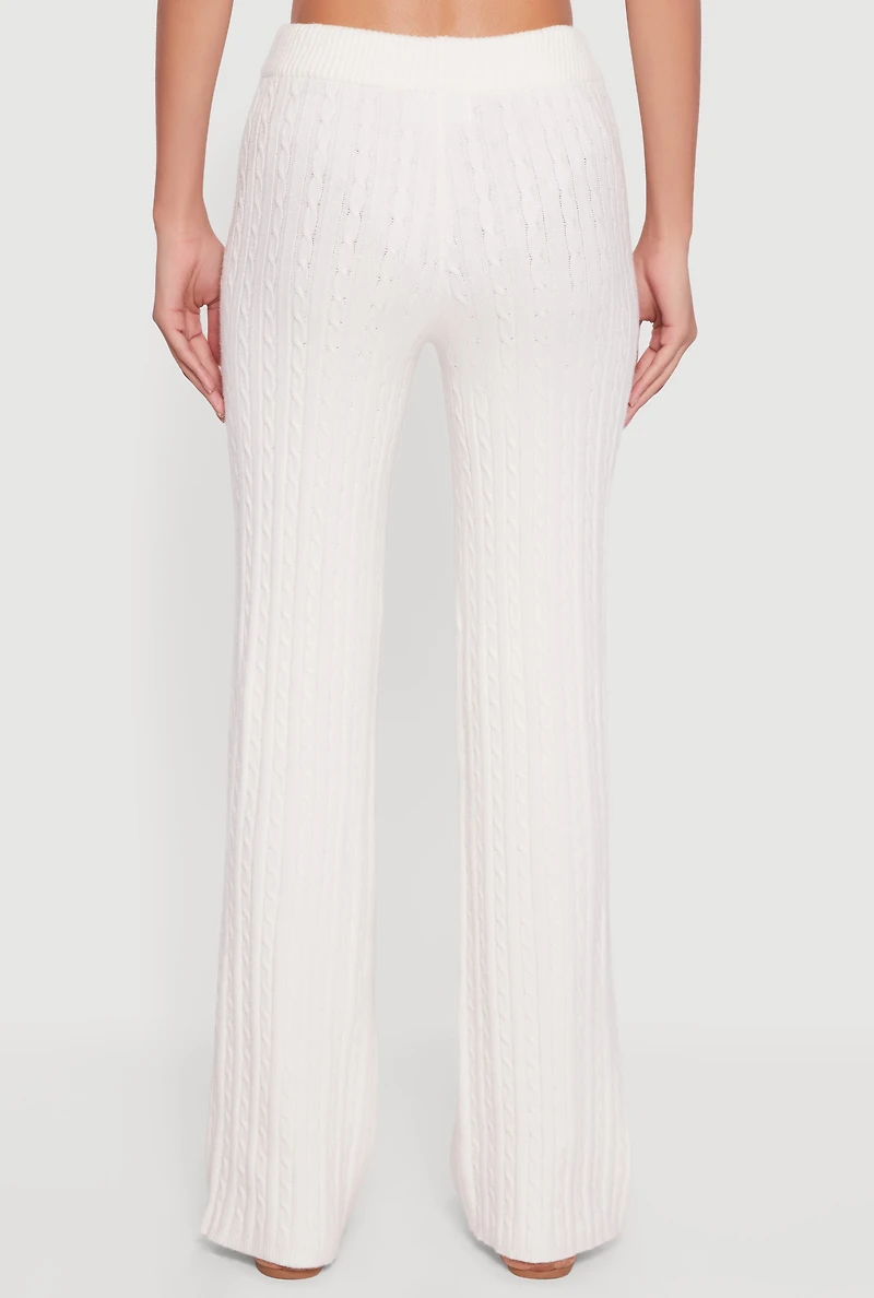 Drawstring Waist Cable Knit Bootcut Pants