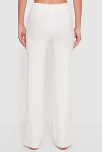 Drawstring Waist Cable Knit Bootcut Pants