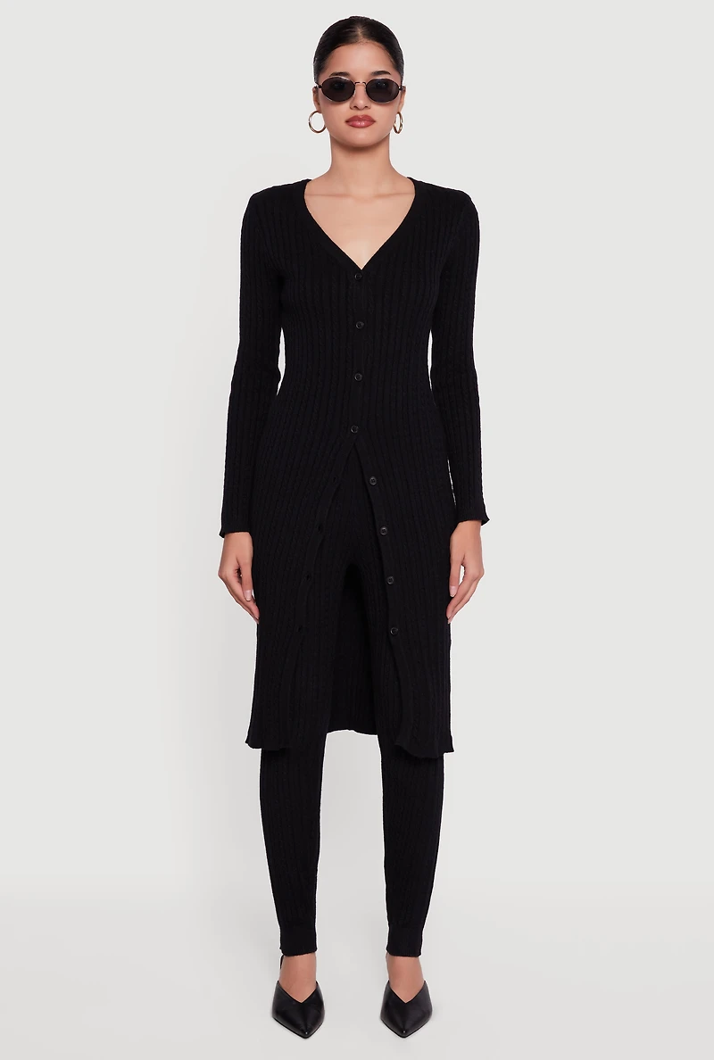 Cable Knit High Waisted Pull On Leggings