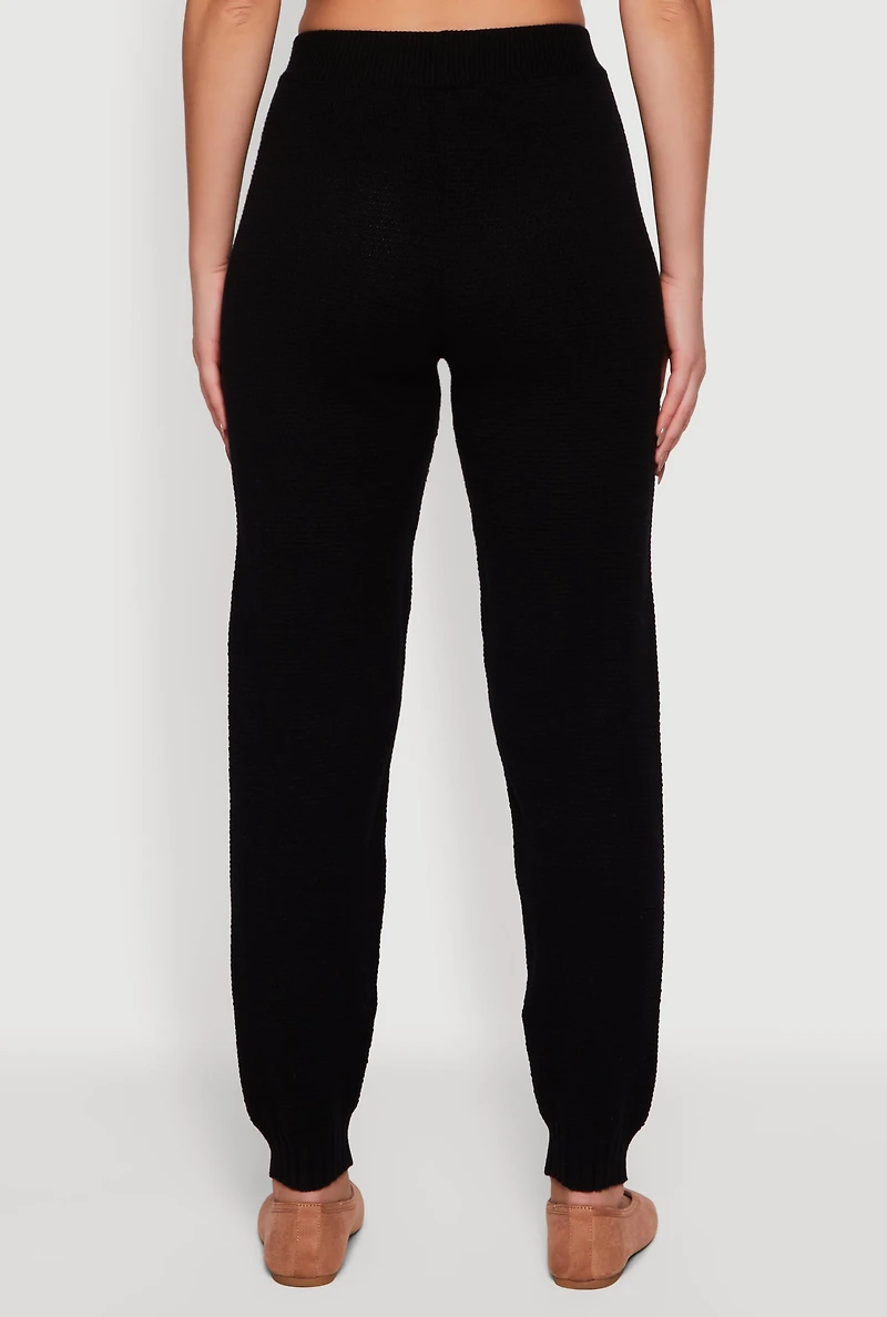 Womens High Waisted Knit Joggers, Black, Size S