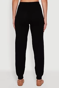 Womens High Waisted Knit Joggers, Black, Size S