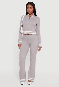 Varsity Stripe Ribbed Knit Boot Cut Pants