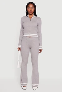 Varsity Stripe Ribbed Knit Boot Cut Pants