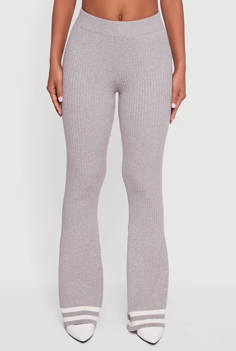 Varsity Stripe Ribbed Knit Boot Cut Pants