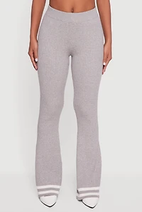 Varsity Stripe Ribbed Knit Boot Cut Pants