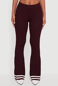 Varsity Stripe Ribbed Knit Boot Cut Pants