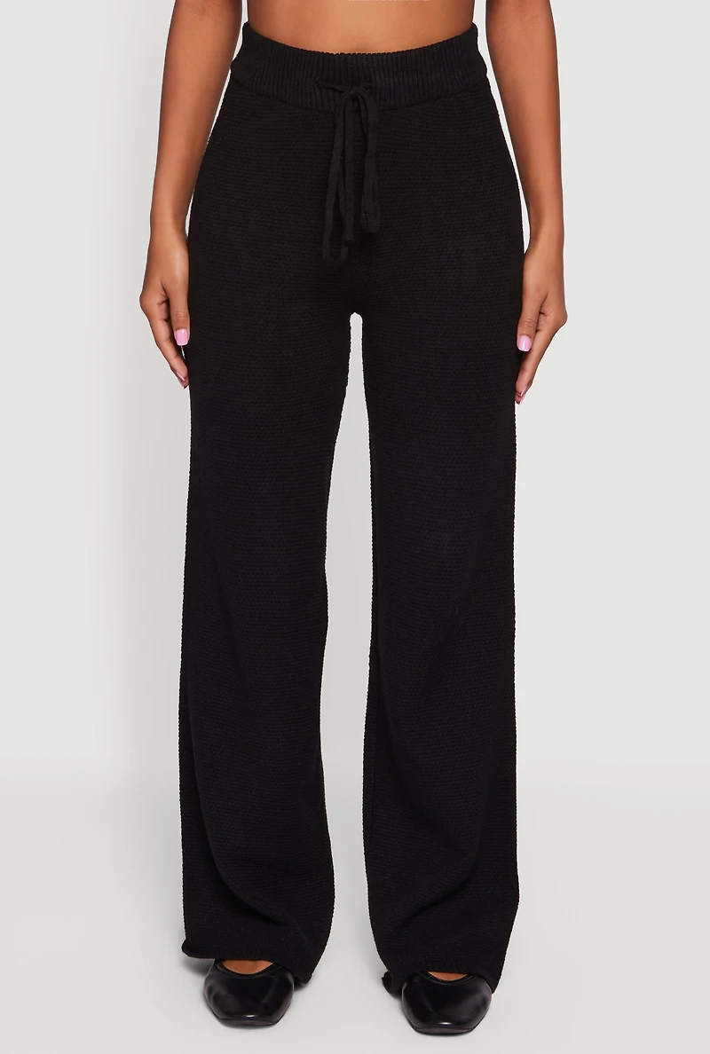 High Wasited Waffle Knit Casual Pants