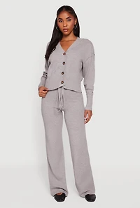 High Wasited Waffle Knit Casual Pants