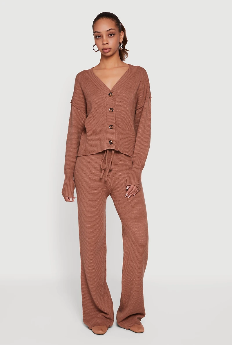 High Wasited Waffle Knit Casual Pants