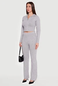 Cropped Hooded Zip Front Sweater