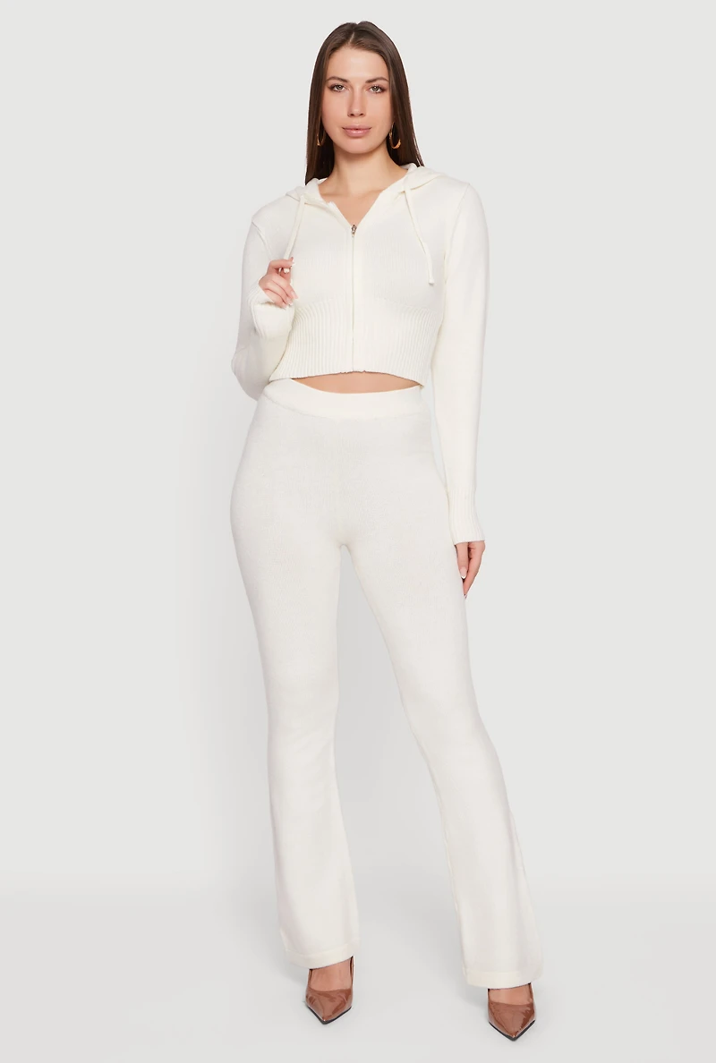 Cropped Hooded Zip Front Sweater