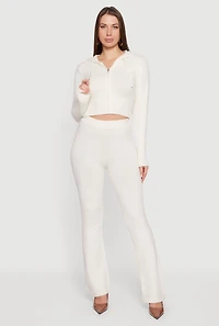 Cropped Hooded Zip Front Sweater