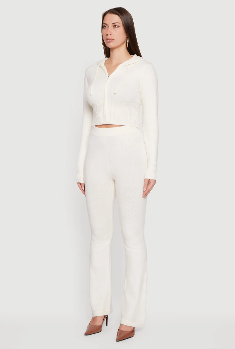 Cropped Hooded Zip Front Sweater