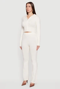 Cropped Hooded Zip Front Sweater
