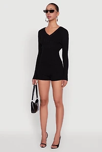 Womens Cable Knit V Neck Hooded Sweater,