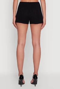 Womens Mid Rise Cable Knit Shorts, Black, Size M