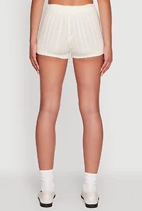 Womens Mid Rise Cable Knit Shorts, Khaki, Size XL