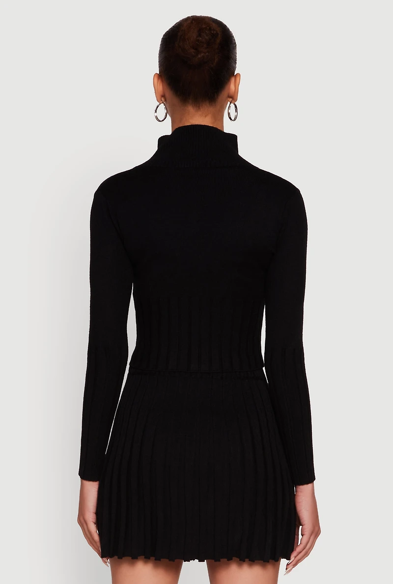 Womens Classic Fit Zip Front Mock Neck Cropped Sweater,