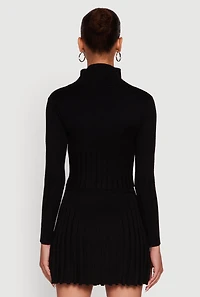 Womens Classic Fit Zip Front Mock Neck Cropped Sweater,