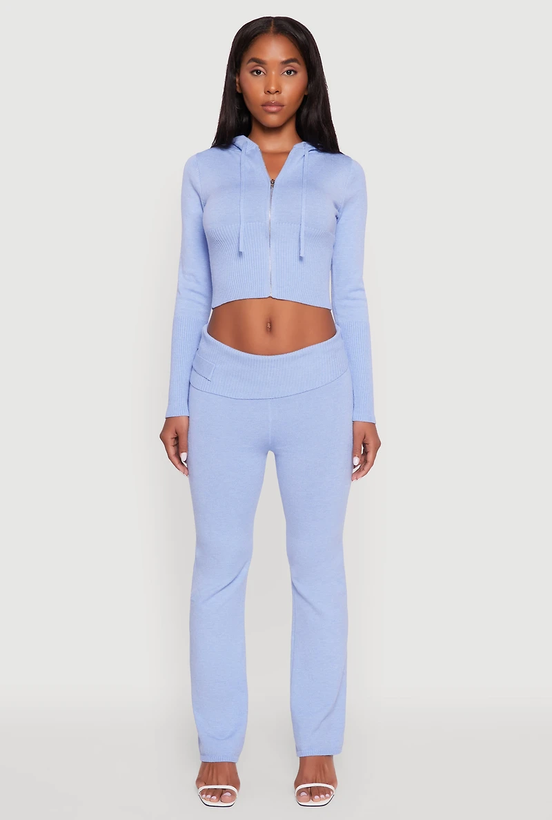 Womens Cropped Zip Front Drawstring Hoodie,