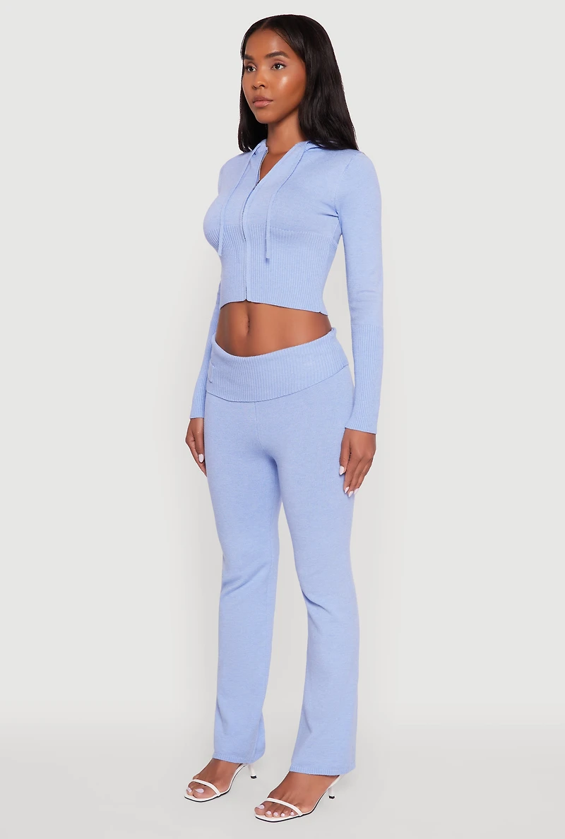 Womens Cropped Zip Front Drawstring Hoodie,