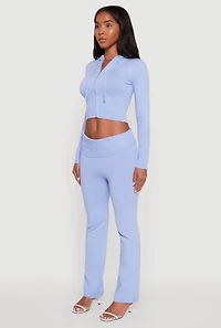 Womens Cropped Zip Front Drawstring Hoodie,