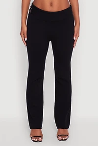 Fold Over Buckle Detail Slim Leg Pants