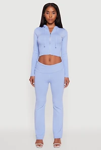 Womens Fold Over Buckle Detail Slim Leg Pants,