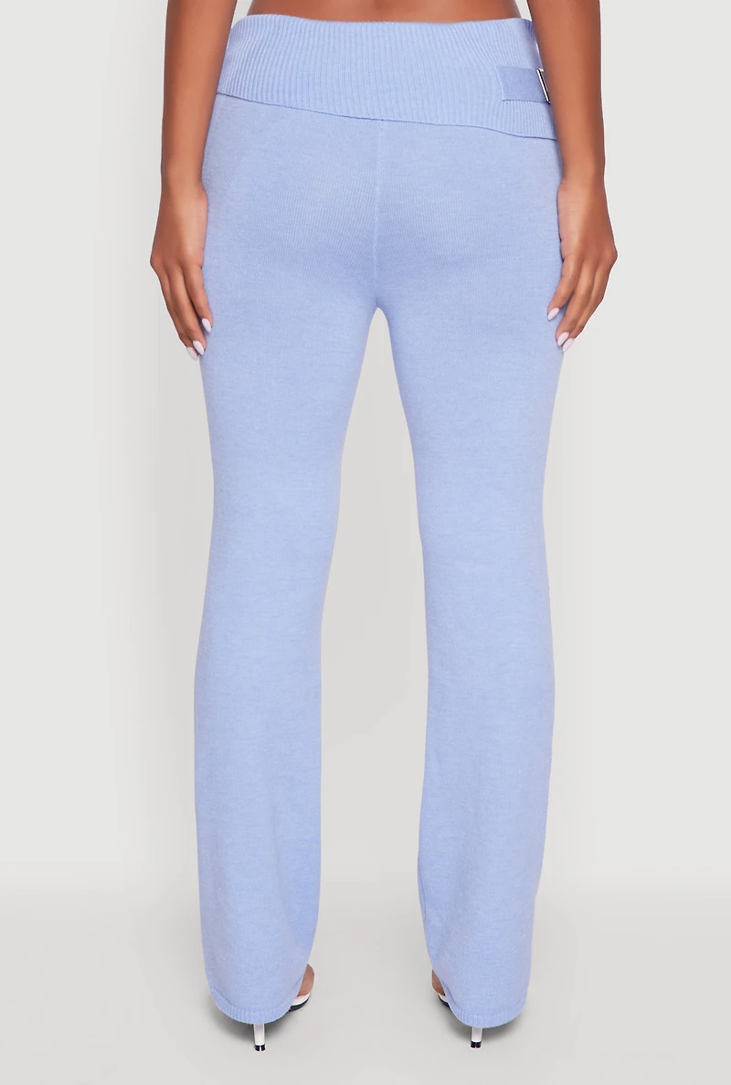 Fold Over Buckle Detail Slim Leg Pants