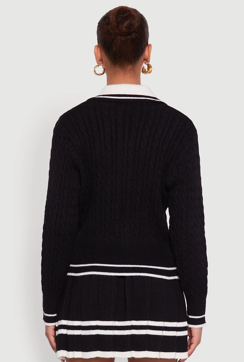 Womens Bear Patch Graphic Varsity Stripe Cardigan, L