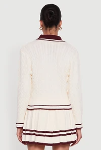 Bear Patch Graphic Varsity Stripe Cardigan