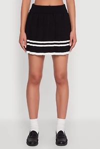 Womens High Waisted Varsity Stripe Pleated Skirt,