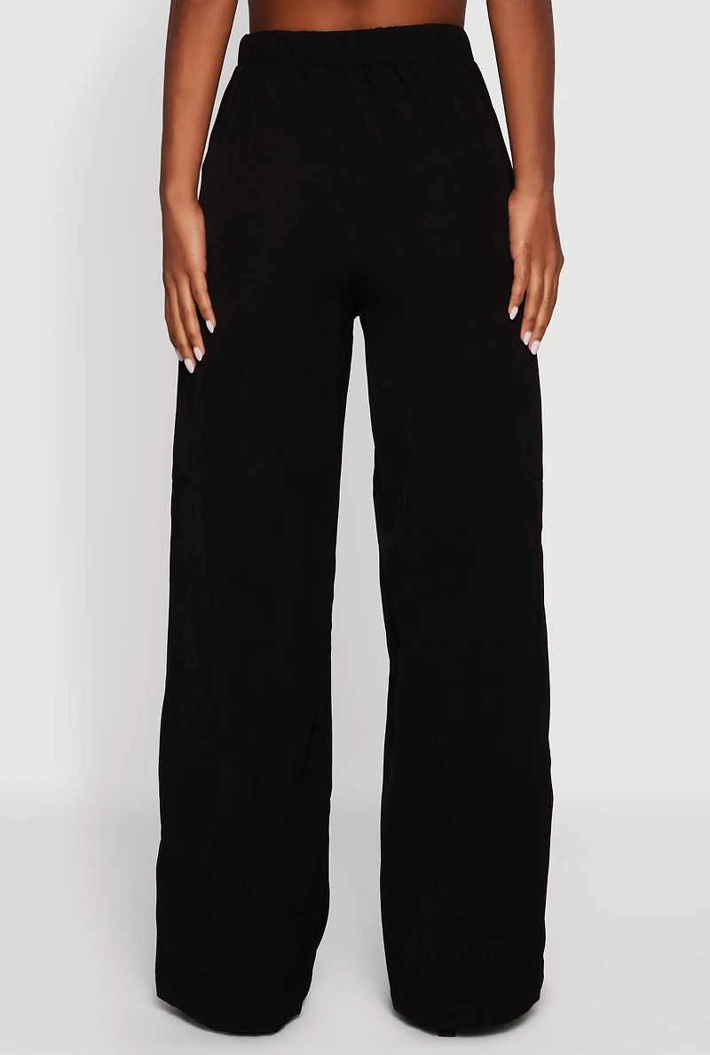 Faux Leather Side Stripe Cargo Dress Pants