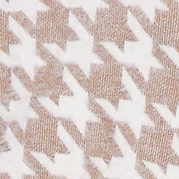 Houndstooth Cropped Sweater with Contrast Trim Collar